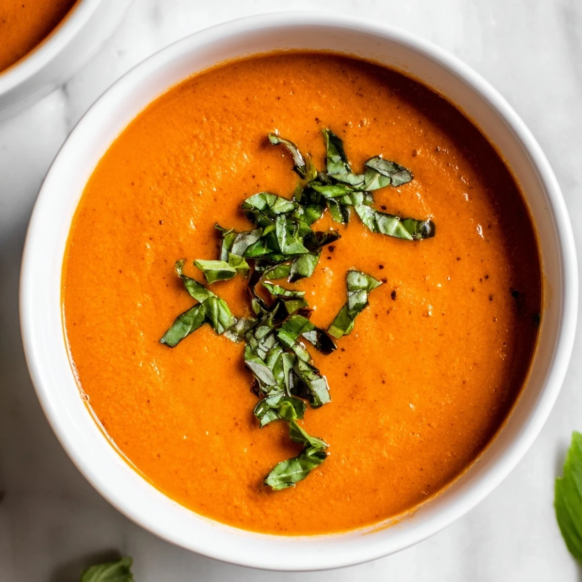 Creamy Tomato Basil Bisque with Grilled Cheese is ladled from a pot, garnished with fresh basil, and served alongside golden, melted sandwiches.