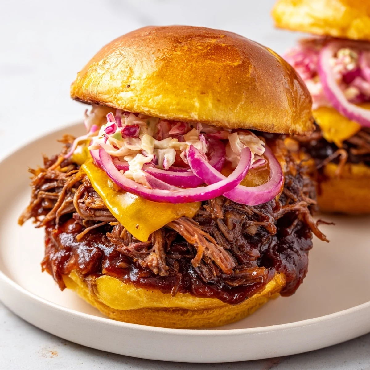 Succulent slow-cooked MVP Beef Brisket Sliders piled high on buttery toasted buns, ready for game day.