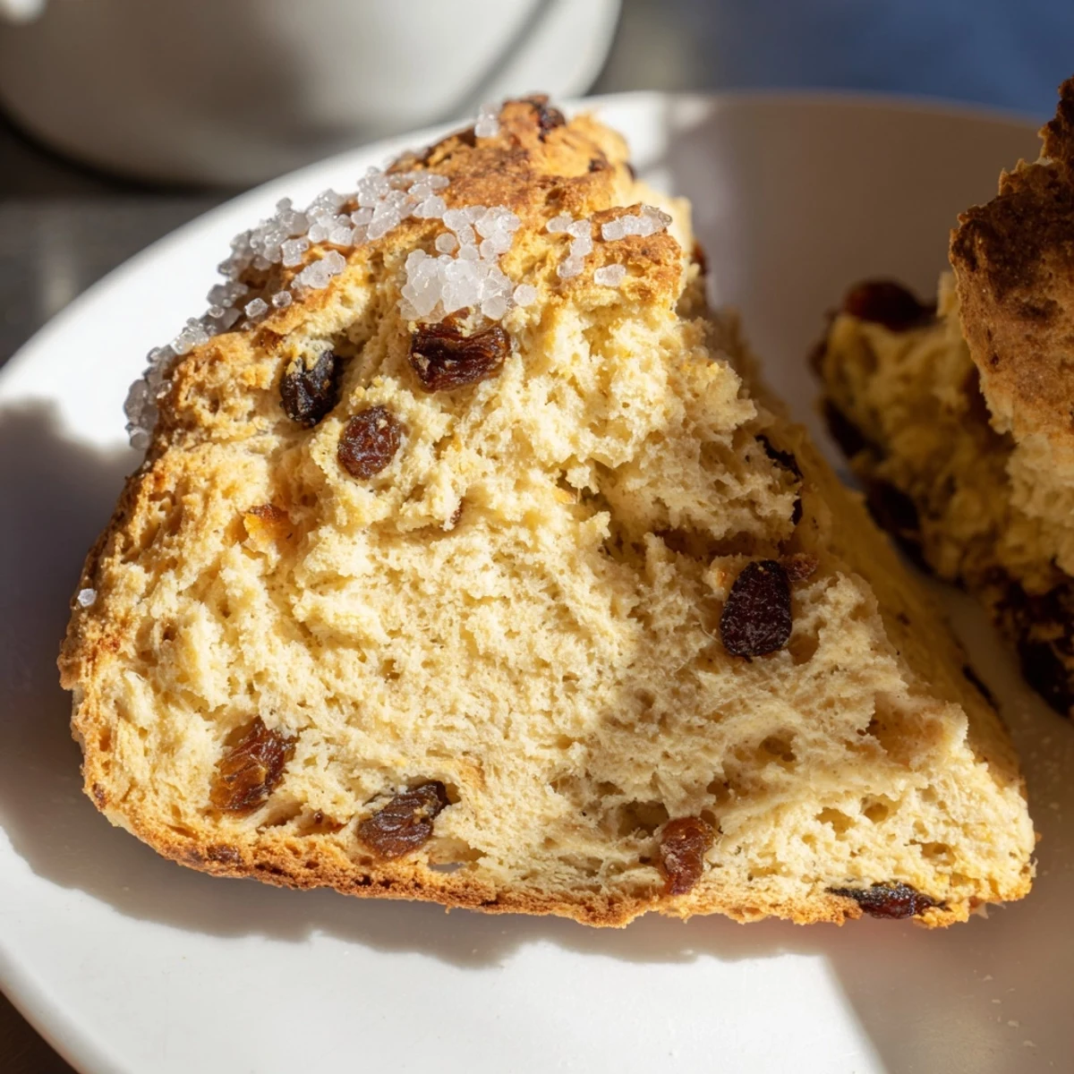 Warm Irish Soda Bread Scones spread with butter and jam, perfect for a cozy breakfast or brunch spread.
