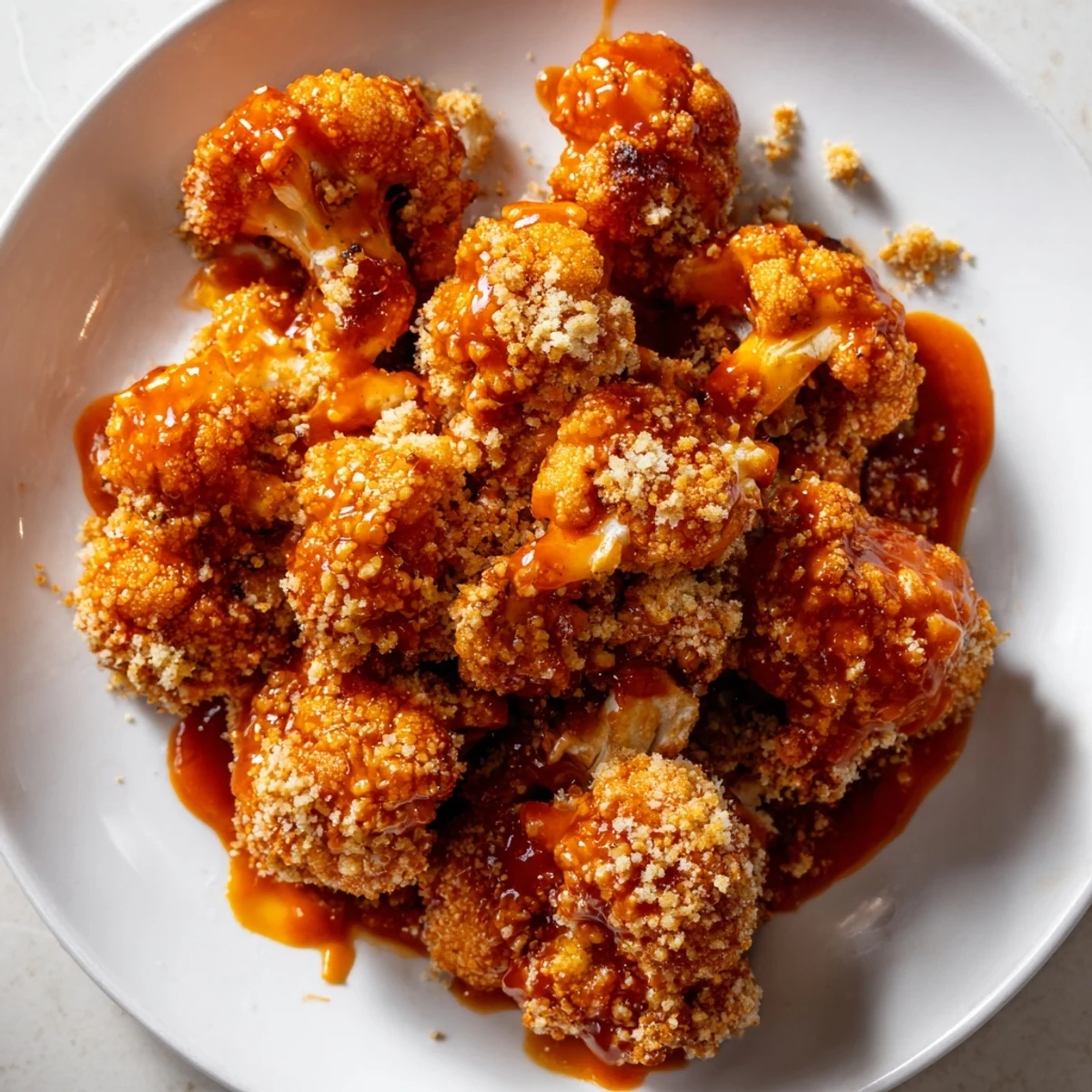 Finger-food Crispy Baked Cauliflower Bites served with cool ranch dip and crisp celery sticks on a wooden table.