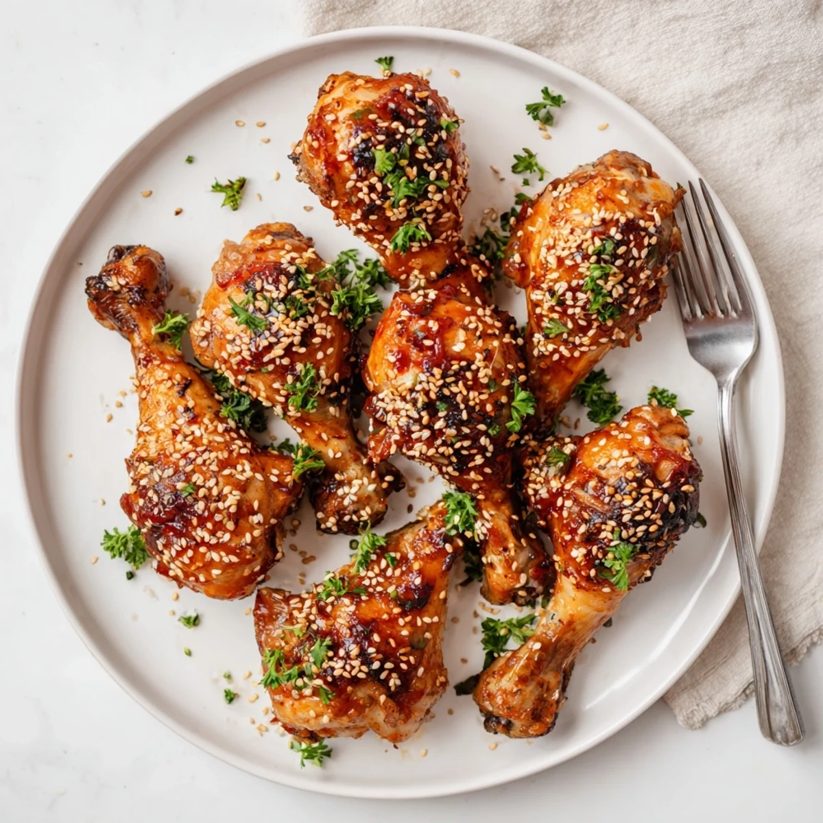 Tender baked chicken drumsticks brushed with savory honey garlic sauce until perfectly caramelized and glossy
