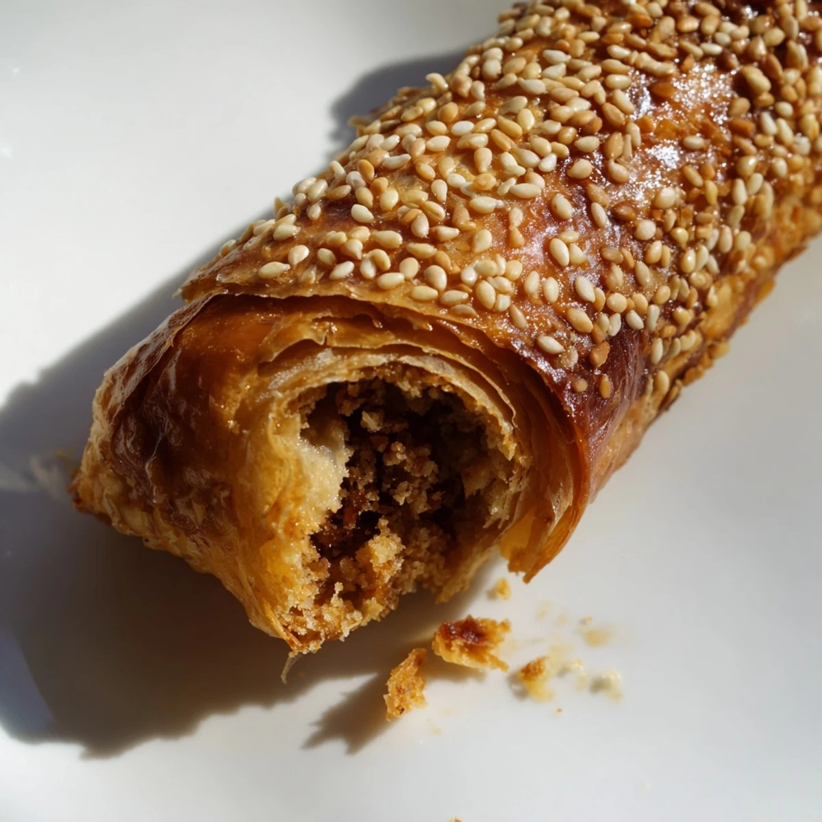 Crisp Moroccan pastry rolls filled with sweet almond paste and drizzled with luscious honey syrup