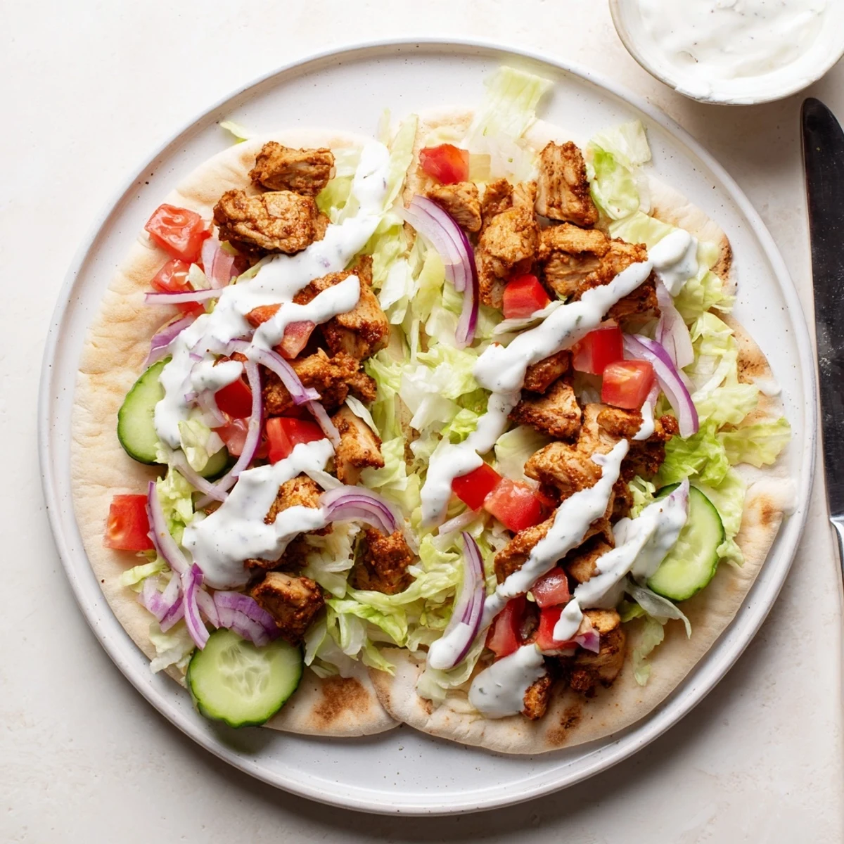 Golden brown chicken shawarma spiced with aromatic cumin and coriander served in pita