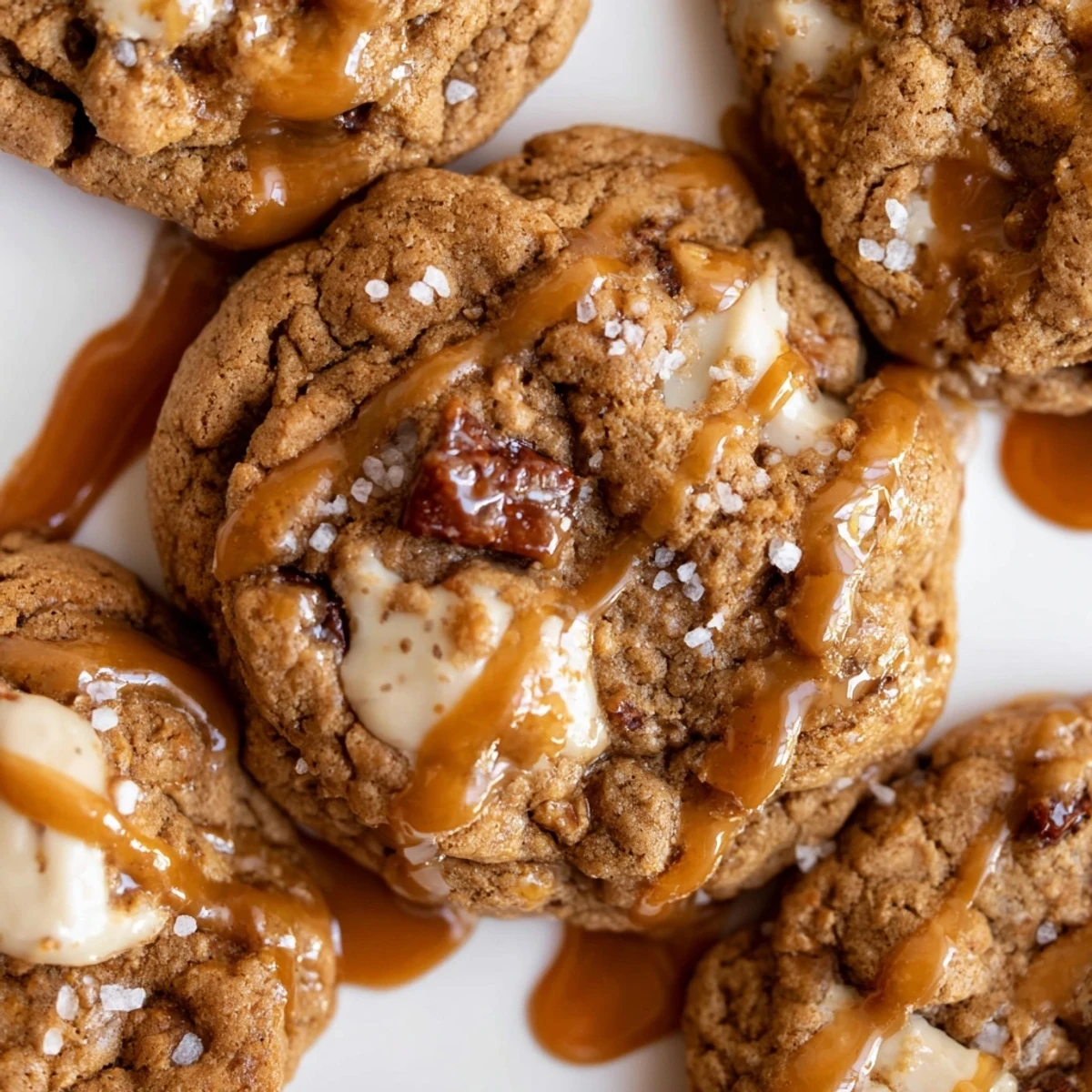 Chewy cookies studded with sweet dates topped with glossy toffee sauce and sea salt flakes