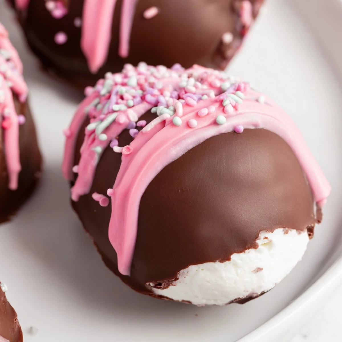 Colorful chocolate-covered Cool Whip Easter eggs arranged on festive Easter dessert platter