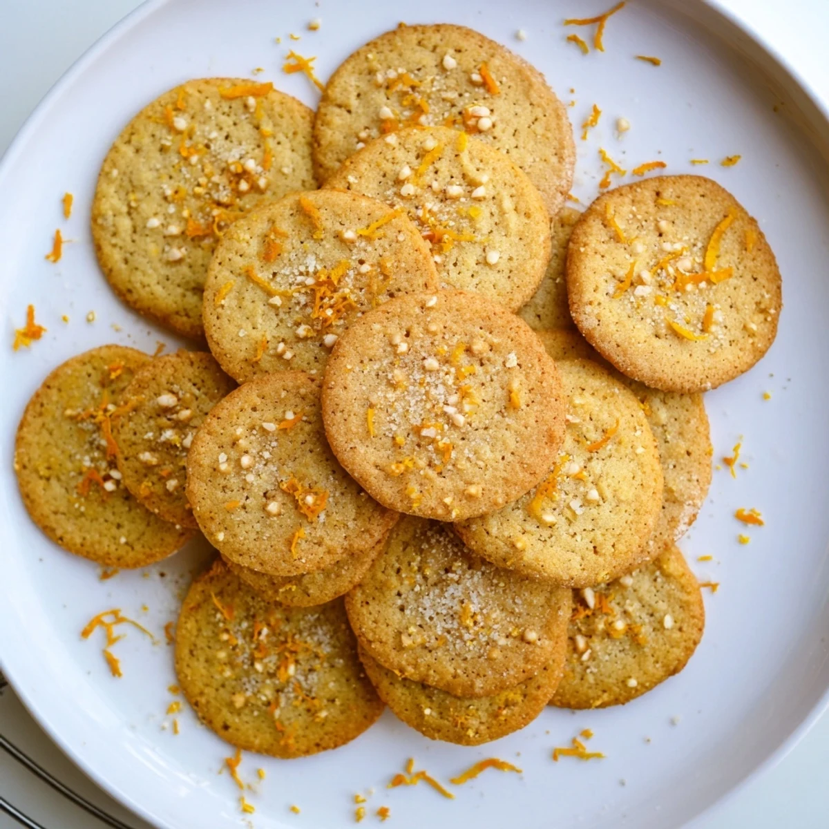 Plate of Orange Clove Cookies featuring bright citrus zest and warm clove speckles ready for serving