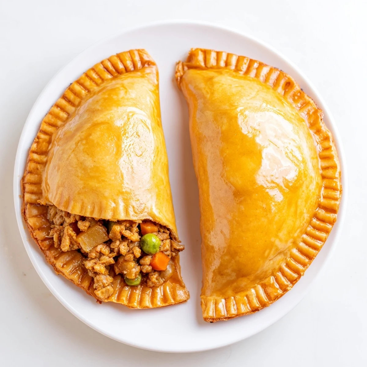 Homemade Filipino empanada stuffed pastry served warm with golden crust and hearty meat vegetable filling