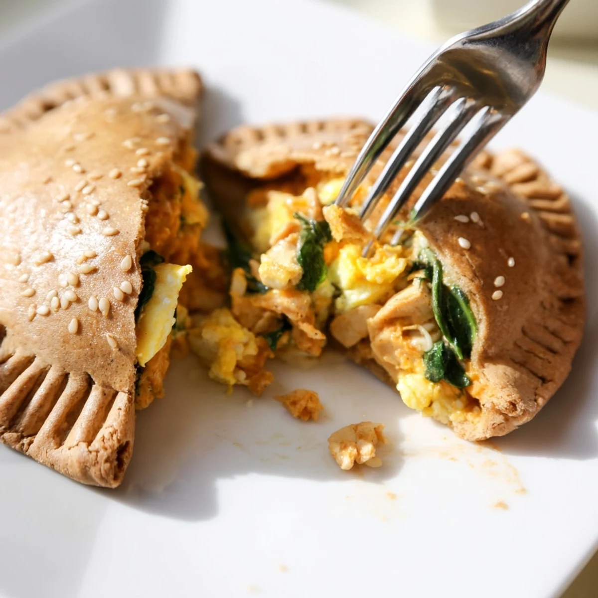 Golden brown high protein breakfast hot pockets with flaky whole wheat crust and savory egg cheese filling
