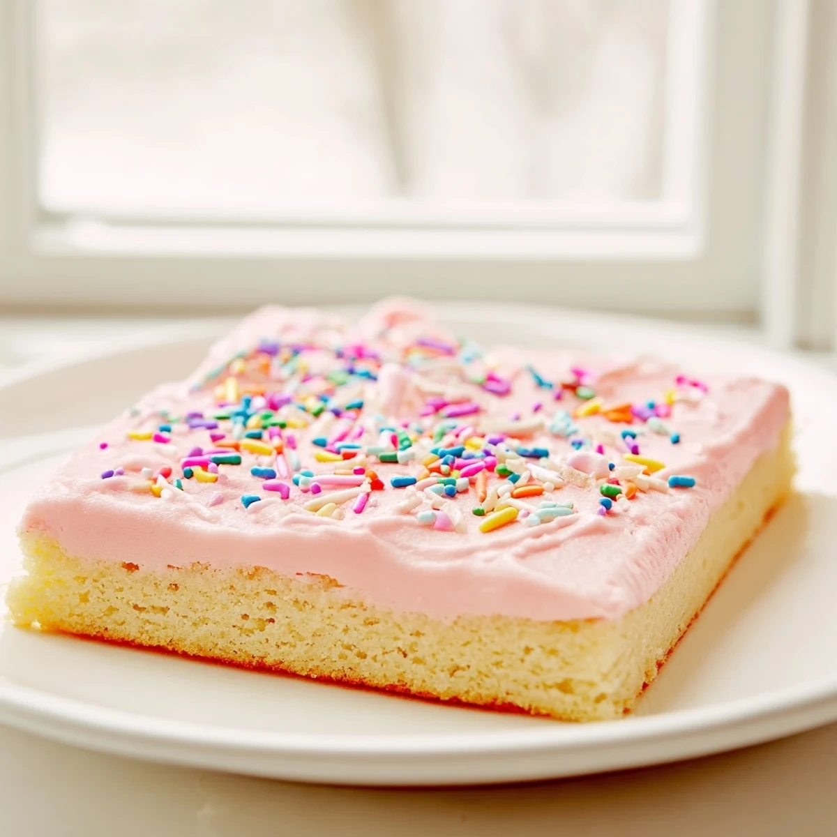 Soft Easter sugar cookie bars with swirled pastel frosting and colorful rainbow sprinkles
