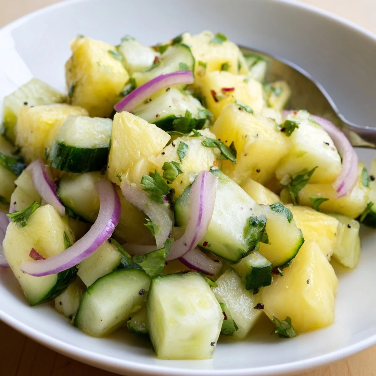 Chilled Pineapple Cucumber Salad paired with grilled fish or tacos for contrast.