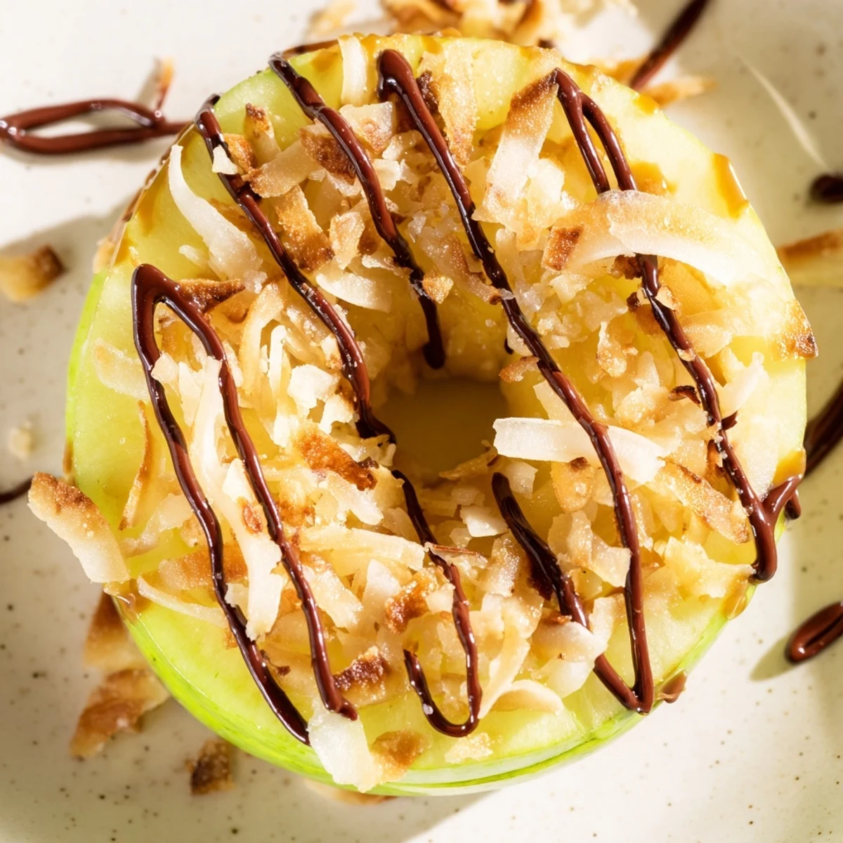 Samoa Apple Slices on parchment, crisp rounds layered with warm caramel, coconut