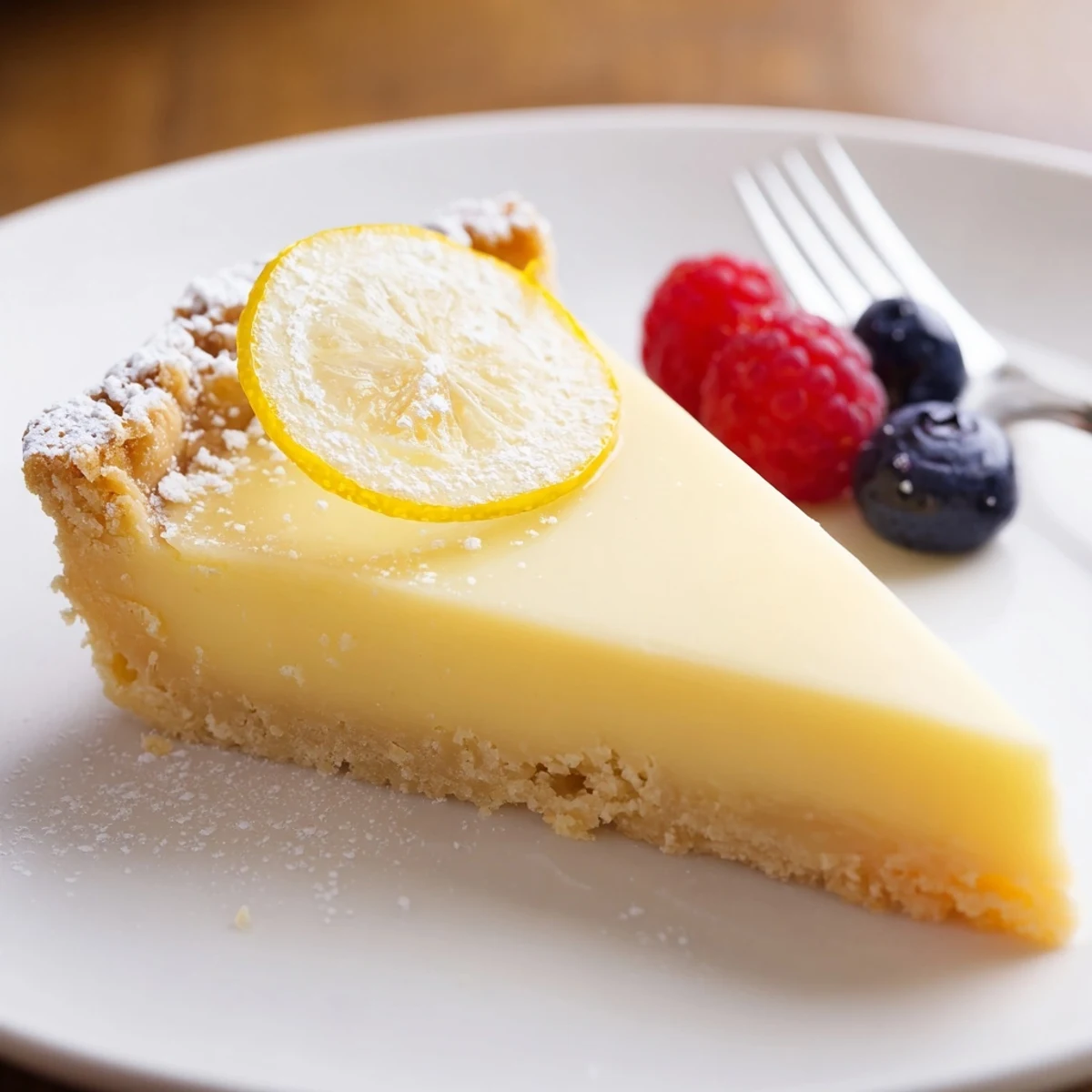 Creamy Lemon Tart Recipe: silky filling, crisp buttery crust dusted with powdered sugar