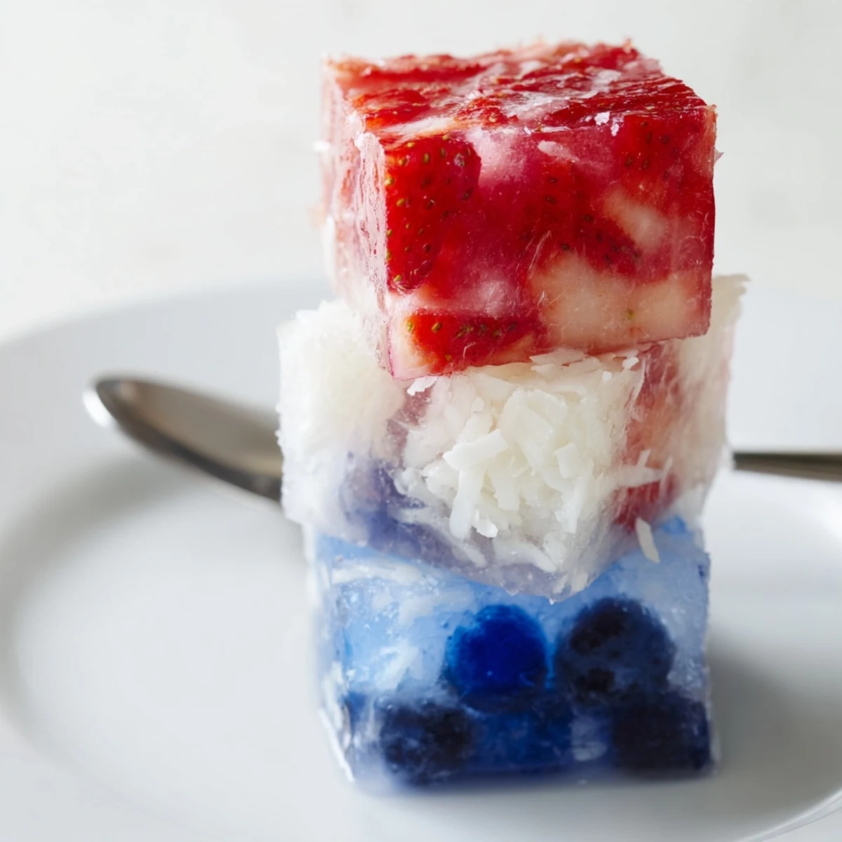 Red White And Blue Ice Cubes Recipe chilling lemonade with fruity, patriotic layered colors.