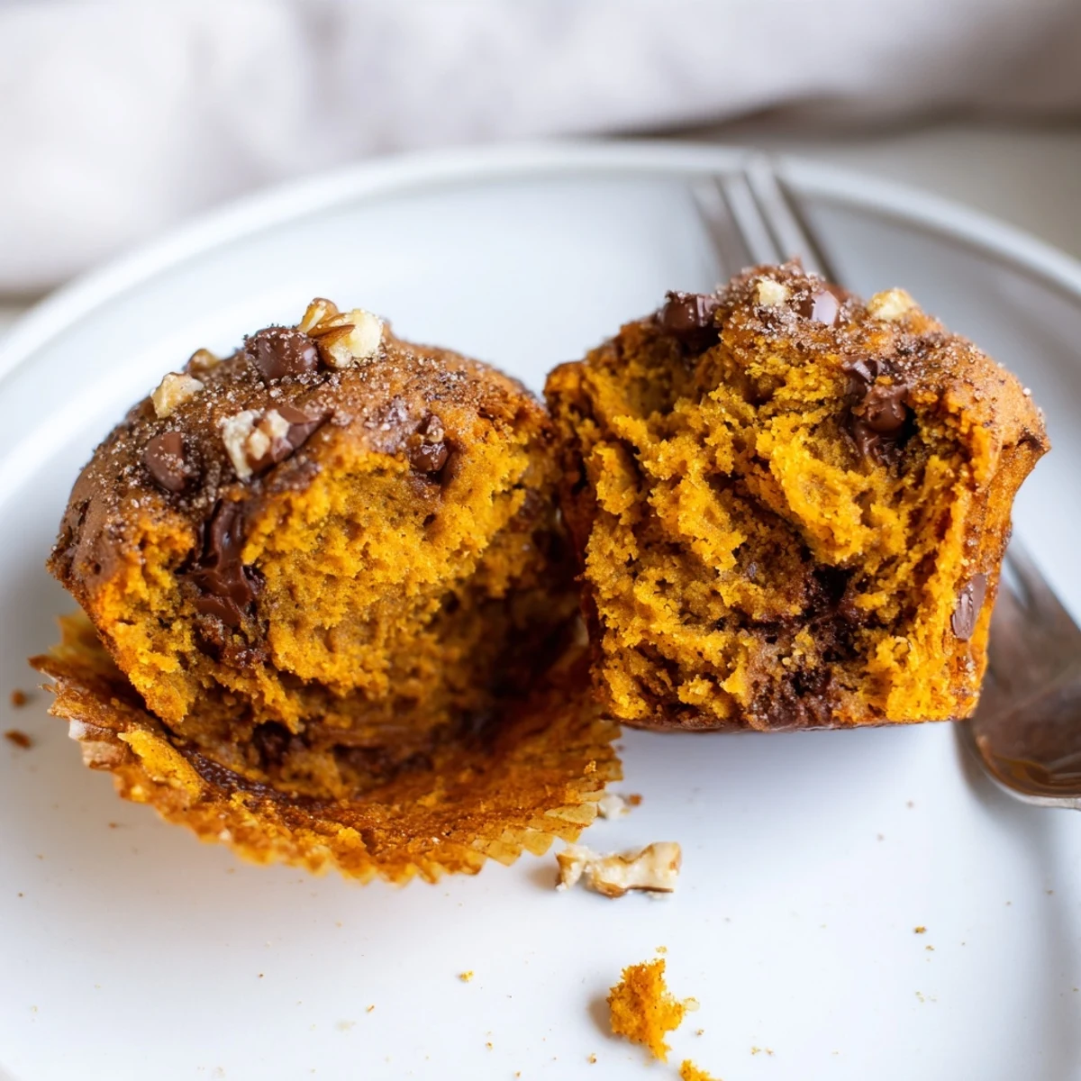 Warm moist Pumpkin Banana Muffins Recipe cooling on wire rack, cinnamon scented tops