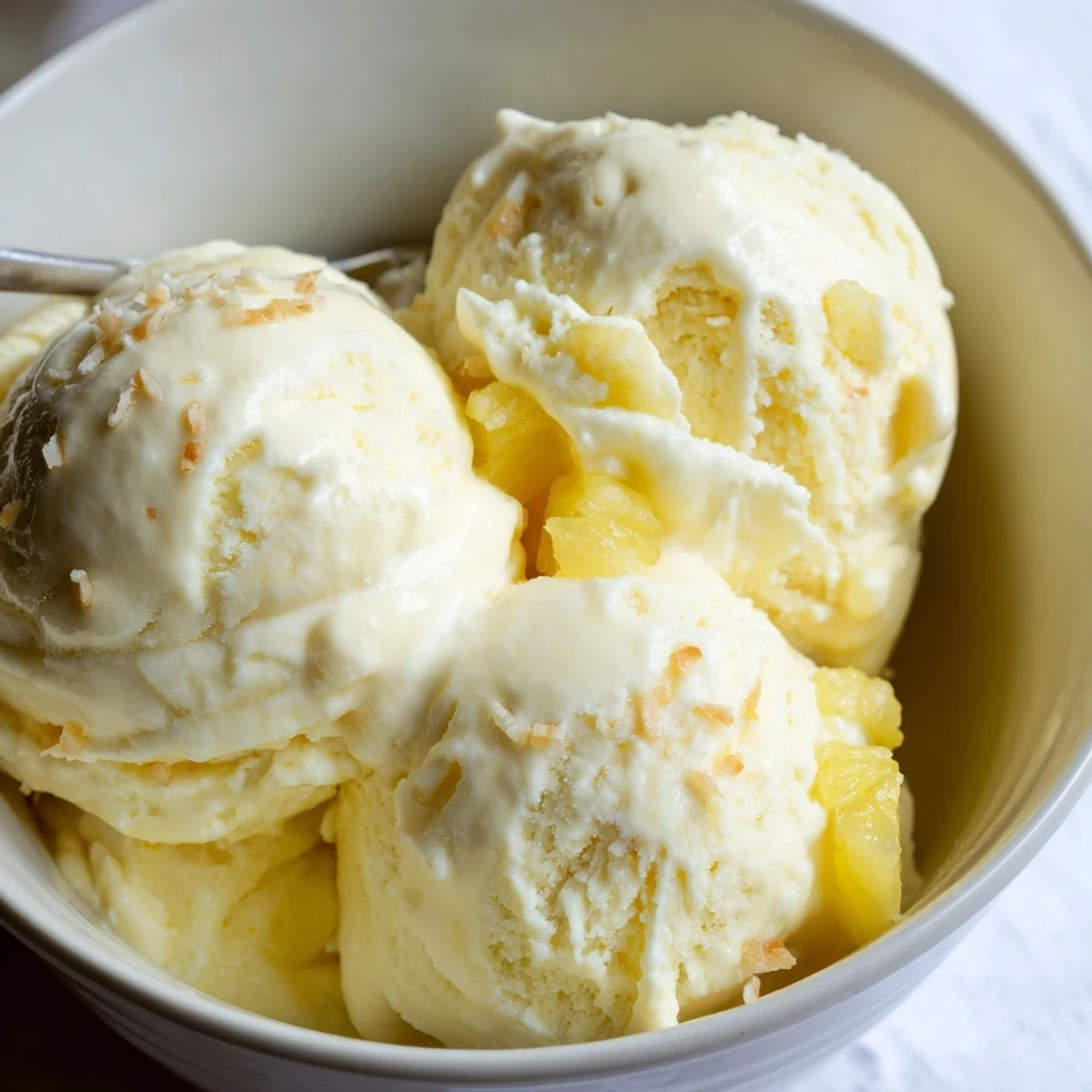 Creamy Pineapple Ice Cream Recipe, velvety scoops with bright citrus aroma for summer
