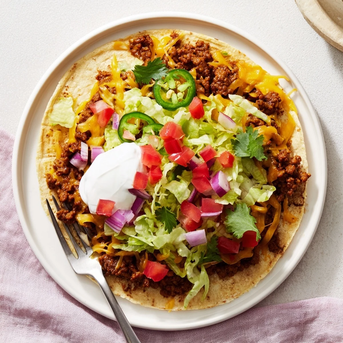 Golden crispy beef smash tacos with melted cheddar cheese fresh from the Blackstone griddle