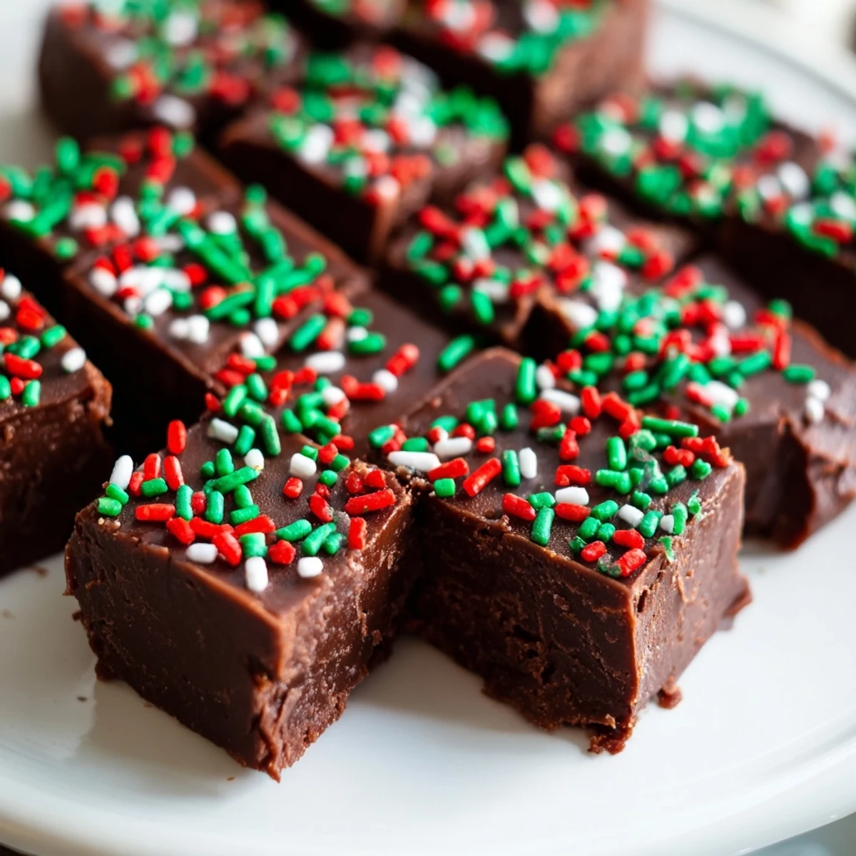 Christmas Chocolate Fudge With Sprinkles