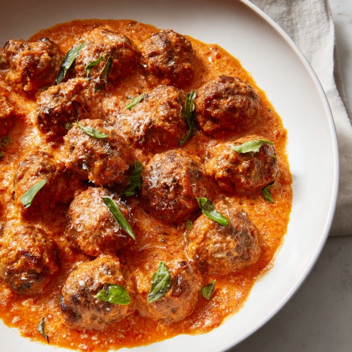 Creamy Tomato Basil Meatballs